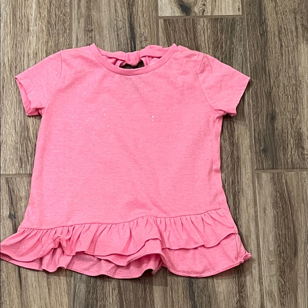 Carter’s Pink Sparkle Ruffle Hem Kids Shirt
